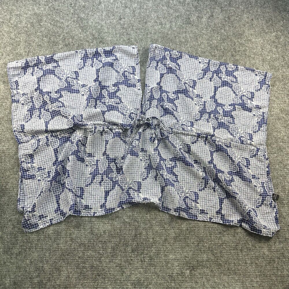 ANTHROPOLOGIE Kaftan Blouse Woman One Size Blue Floral Tie Front Flowy Sheer - Picture 3 of 13